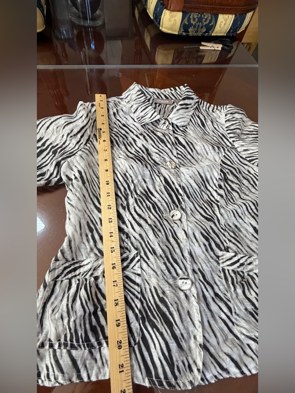 Chico's Black & White Zebra-Print Top - Picture 5 of 6